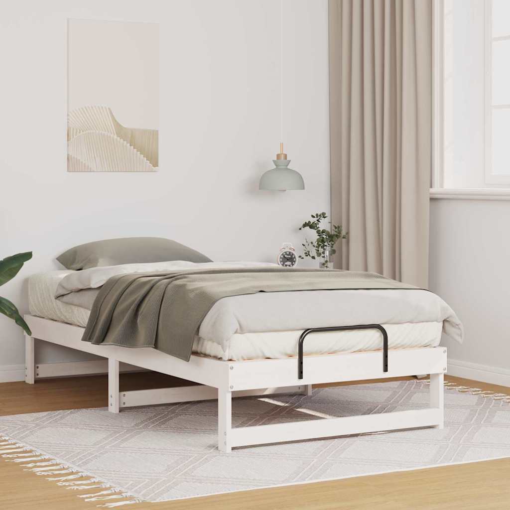 vidaXL Ramka łóżka Biały 90 x 200 cm Lite drewno sosnowe