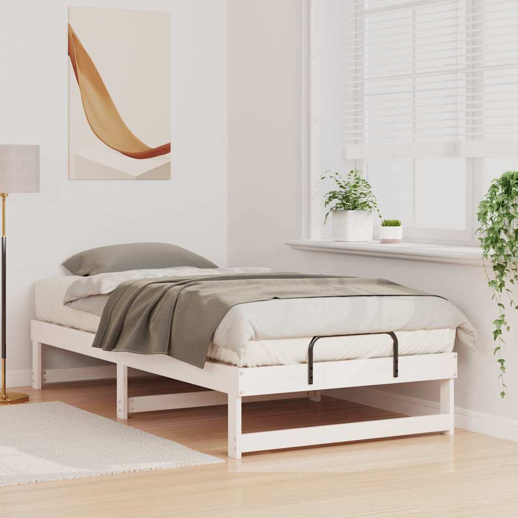 vidaXL Ramka łóżka Biały 90 x 200 cm Lite drewno sosnowe