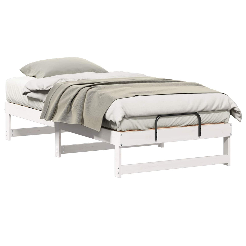 vidaXL Ramka łóżka Biały 90 x 200 cm Lite drewno sosnowe