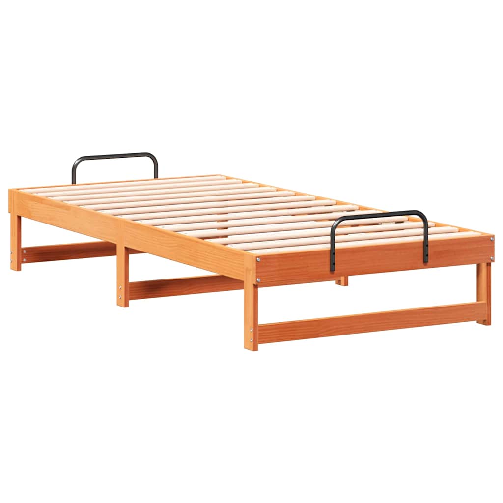 vidaXL Ramka łóżka Brązowy 90 x 200 cm Lite drewno sosnowe