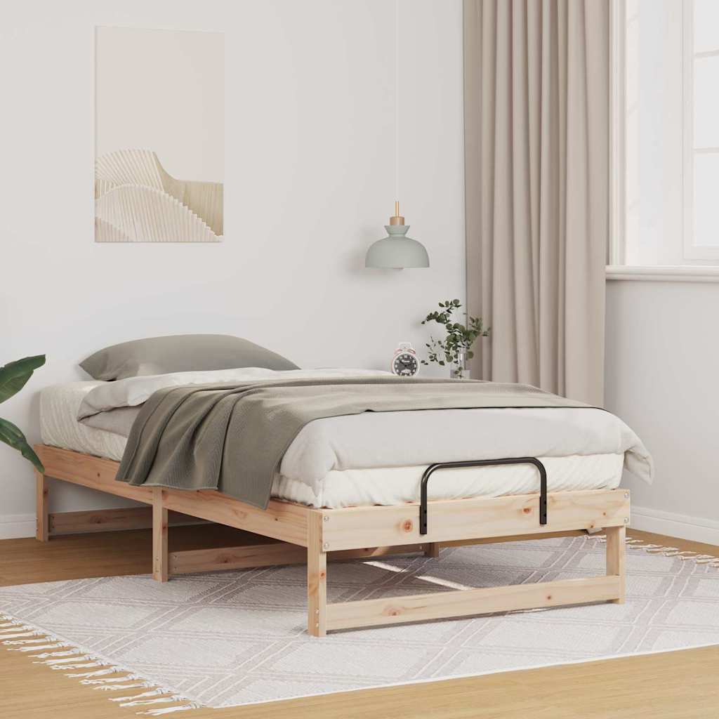 vidaXL Ramka łóżka Brązowy 90 x 190 cm Lite drewno sosnowe