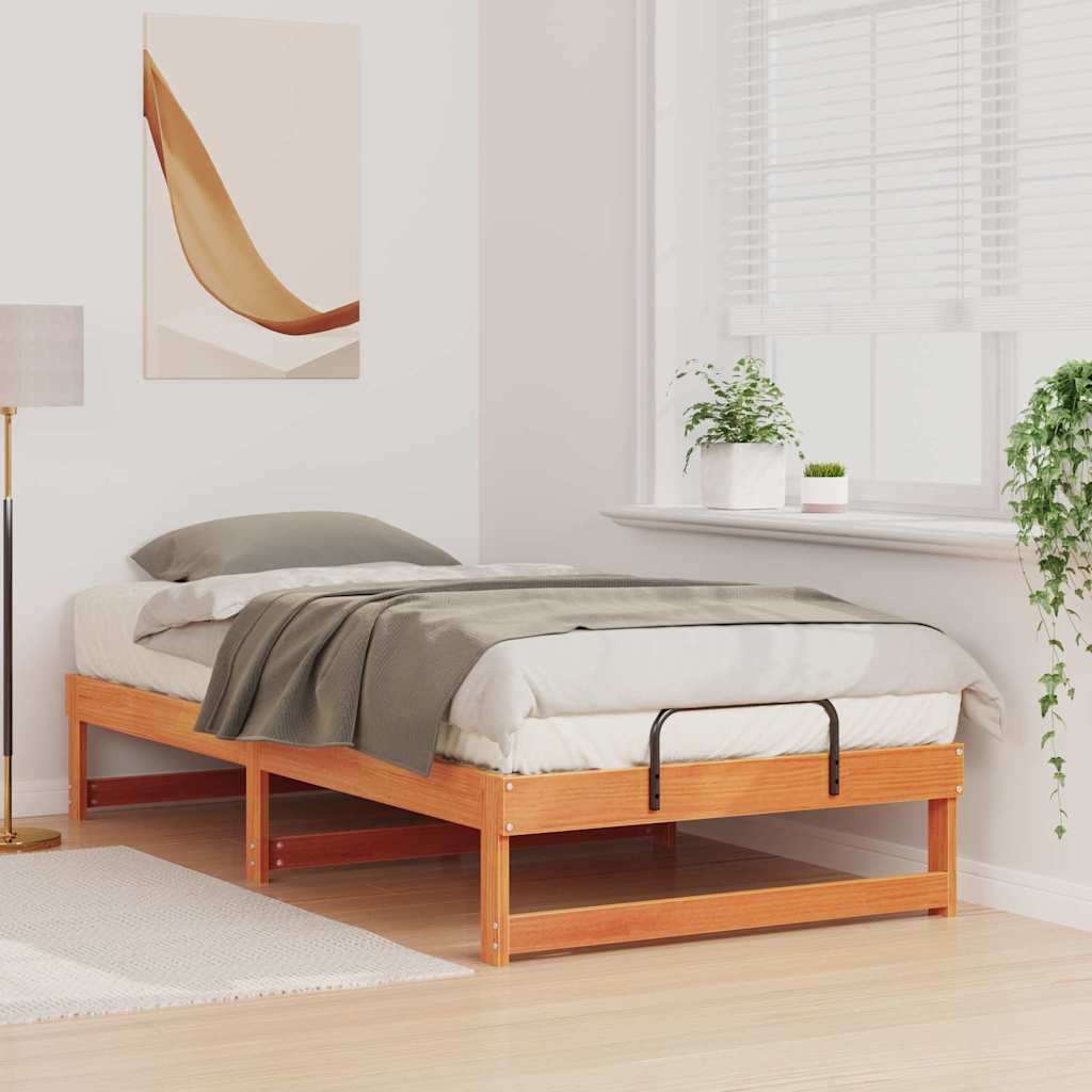 vidaXL Ramka łóżka Brązowy 90 x 190 cm Lite drewno sosnowe