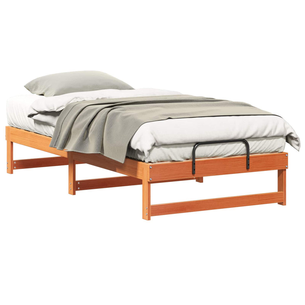 vidaXL Ramka łóżka Brązowy 90 x 190 cm Lite drewno sosnowe