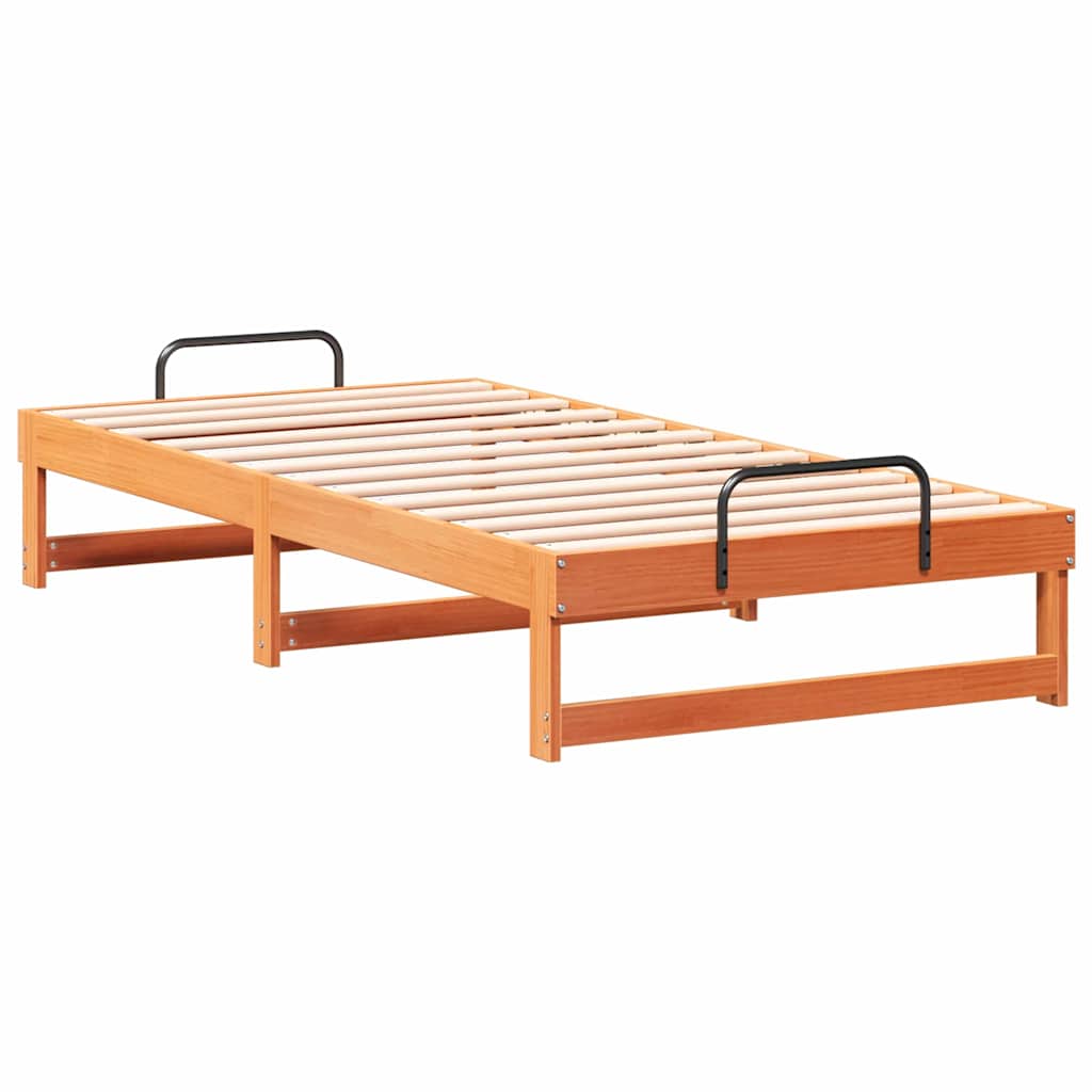 vidaXL Ramka łóżka Brązowy 90 x 190 cm Lite drewno sosnowe
