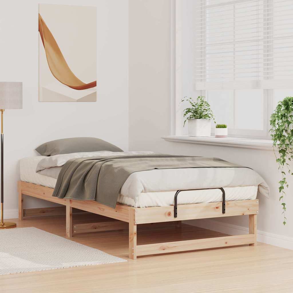 vidaXL Ramka łóżka Brązowy 75 x 190 cm Lite drewno sosnowe