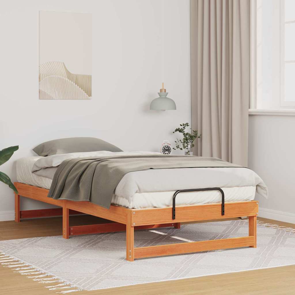 vidaXL Ramka łóżka Brązowy 75 x 190 cm Lite drewno sosnowe