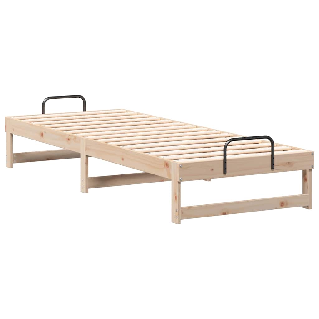 vidaXL Ramka łóżka Brązowy 80 x 210 cm Lite drewno sosnowe