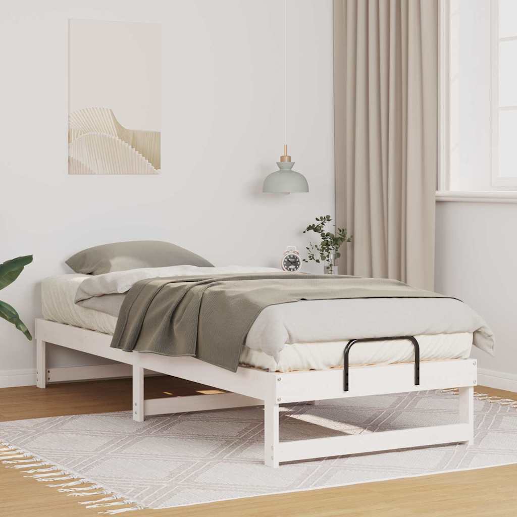 vidaXL Ramka łóżka Biały 80 x 210 cm Lite drewno sosnowe
