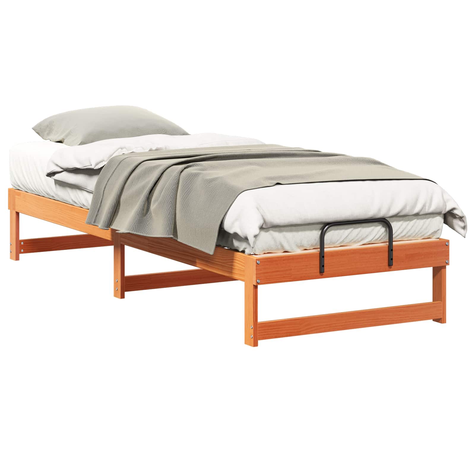vidaXL Ramka łóżka Brązowy 80 x 210 cm Lite drewno sosnowe