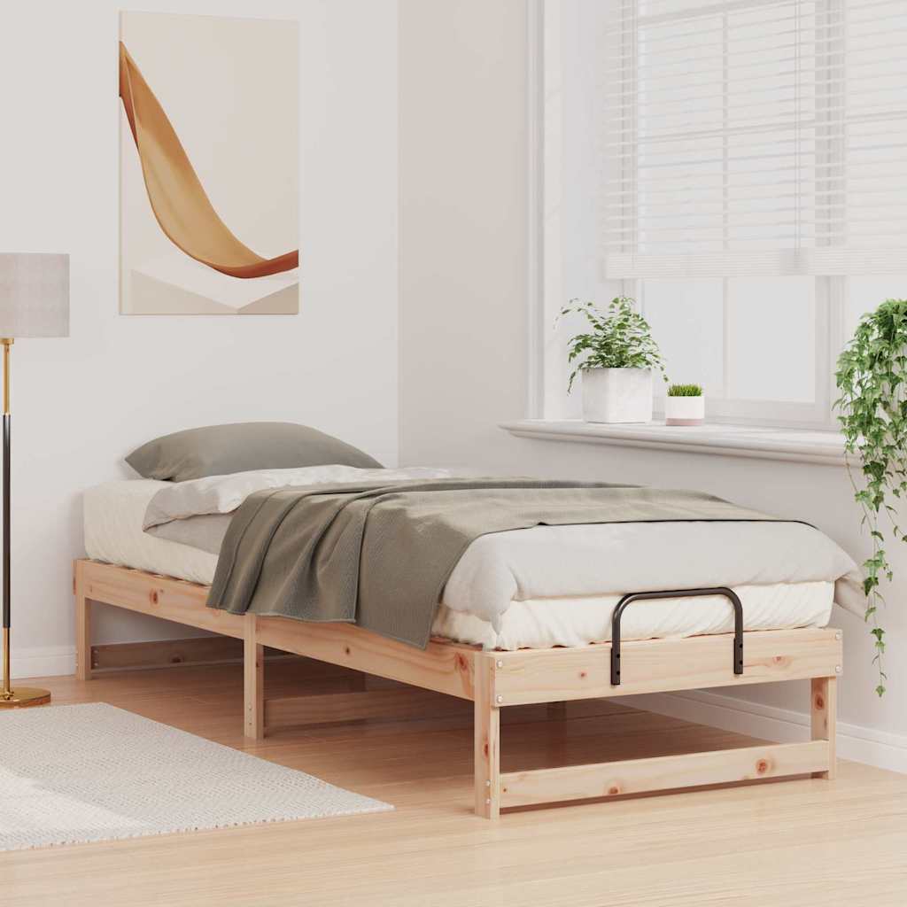 vidaXL Ramka łóżka Brązowy 90 x 210 cm Lite drewno sosnowe