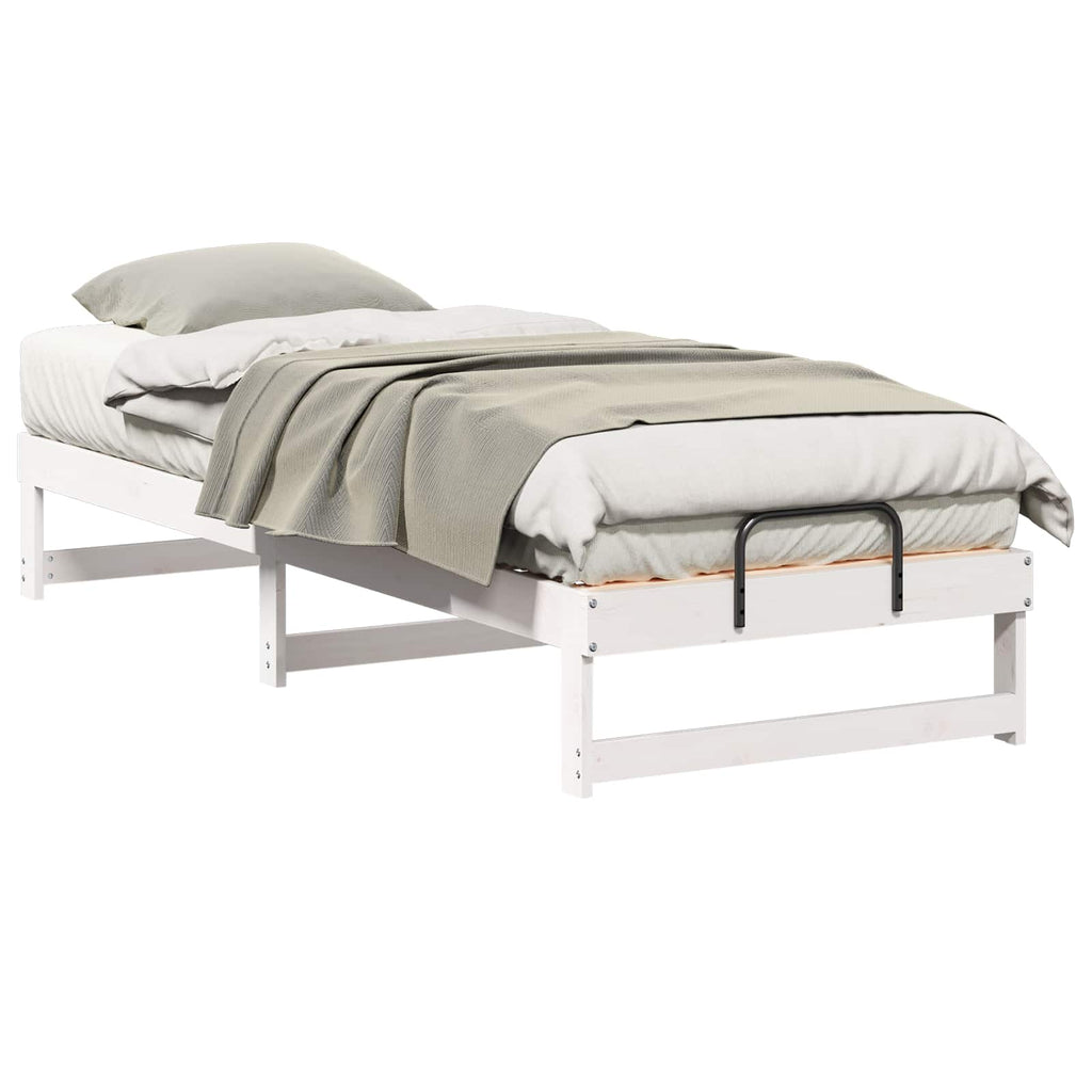 vidaXL Ramka łóżka Biały 90 x 210 cm Lite drewno sosnowe