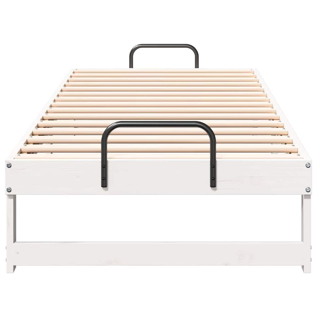 vidaXL Ramka łóżka Biały 90 x 210 cm Lite drewno sosnowe