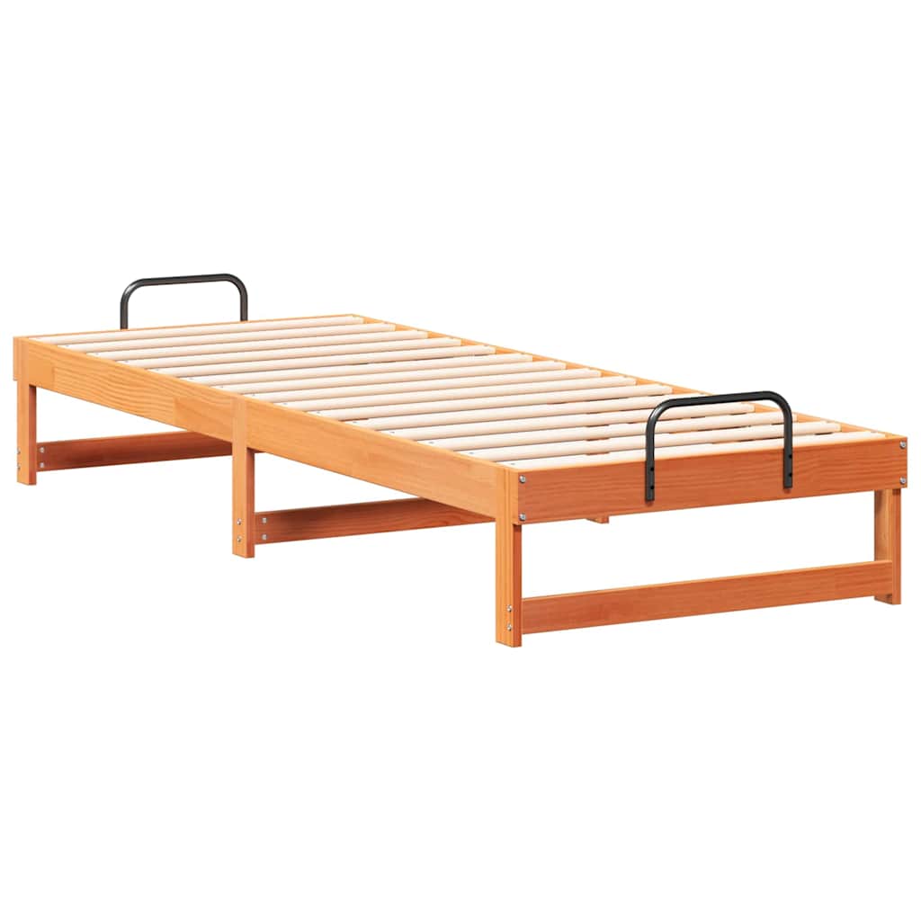 vidaXL Ramka łóżka Brązowy 90 x 210 cm Lite drewno sosnowe