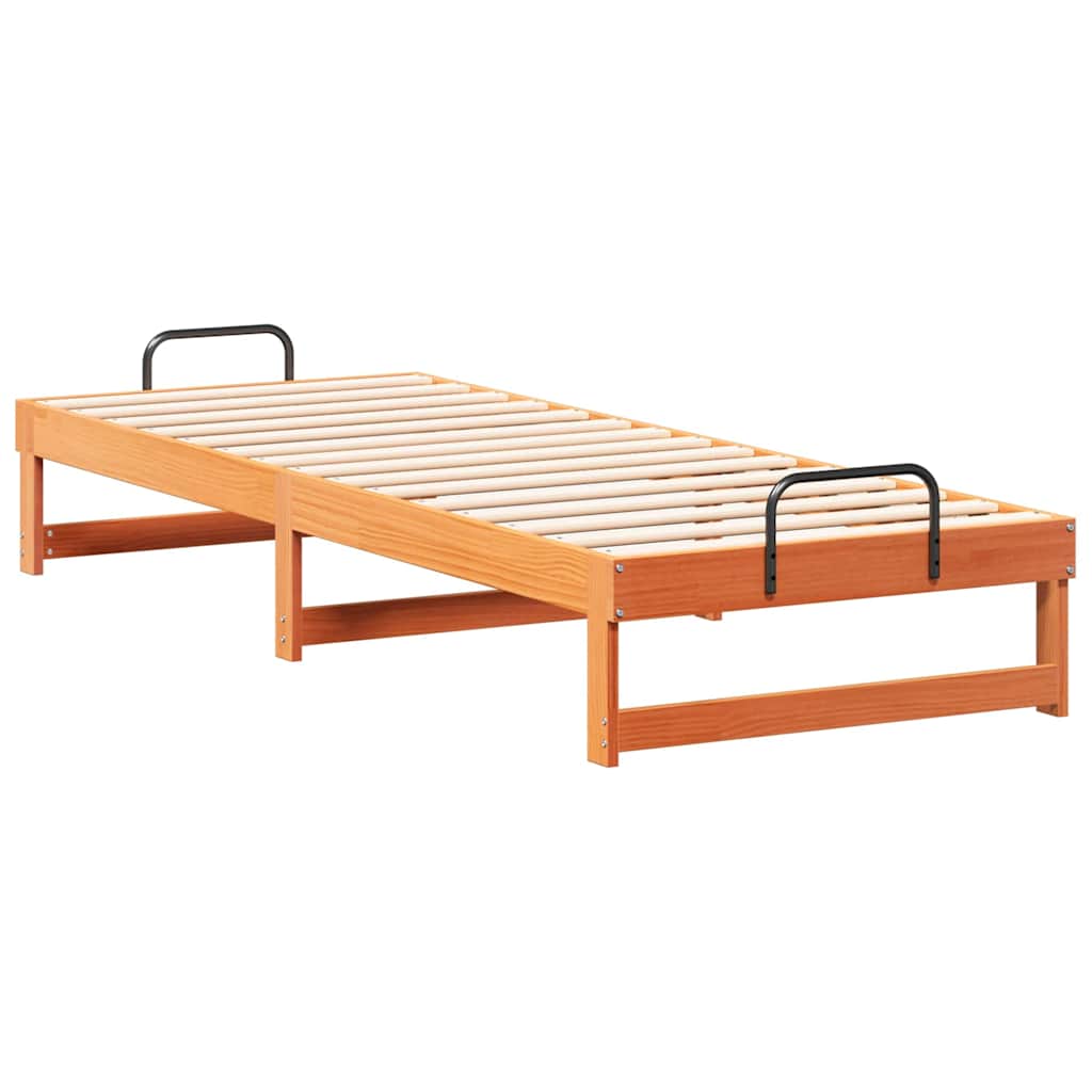 vidaXL Ramka łóżka Brązowy 90 x 210 cm Lite drewno sosnowe