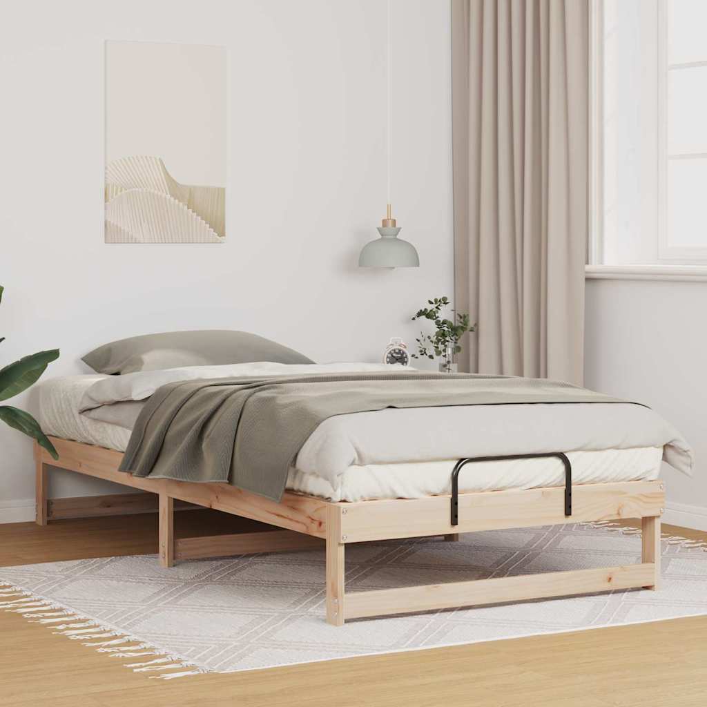 vidaXL Ramka łóżka Brązowy 100 x 210 cm Lite drewno sosnowe