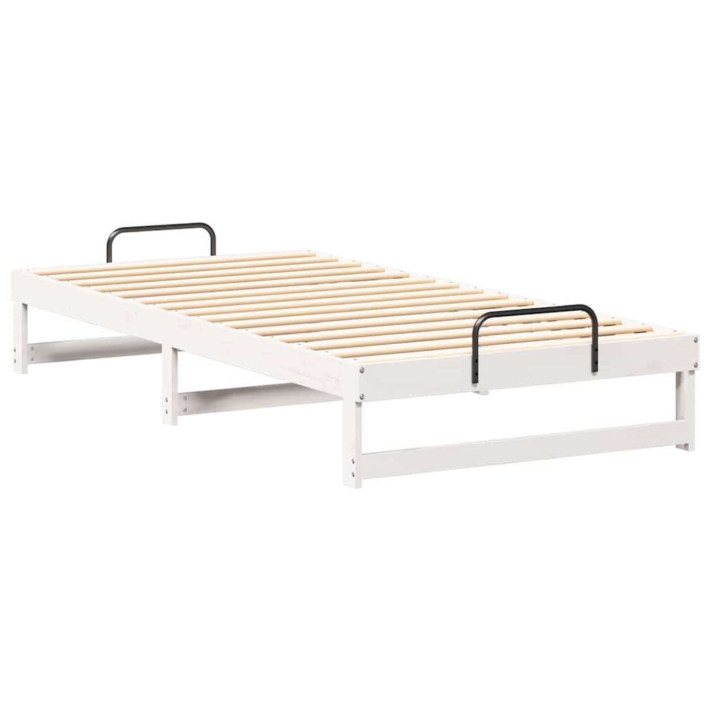 vidaXL Ramka łóżka Biały 100 x 210 cm Lite drewno sosnowe