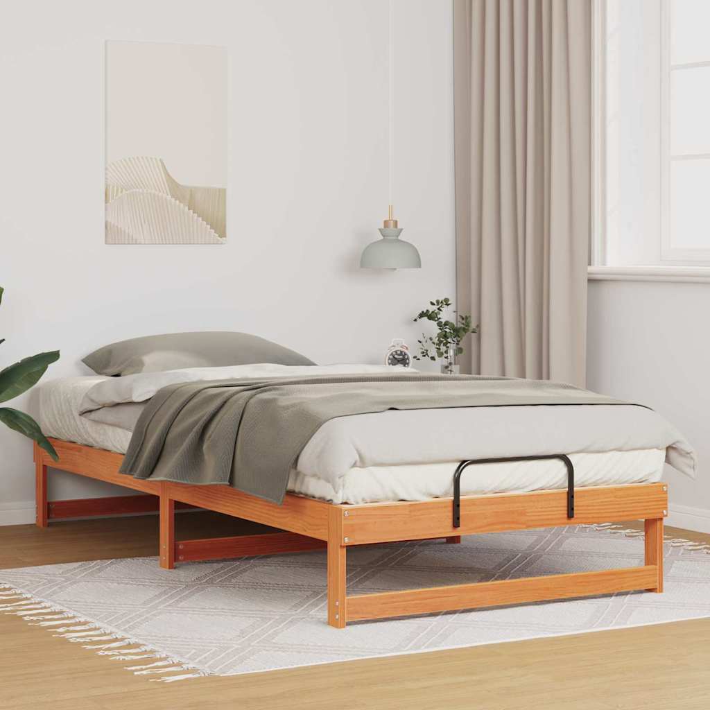 vidaXL Ramka łóżka Brązowy 100 x 210 cm Lite drewno sosnowe