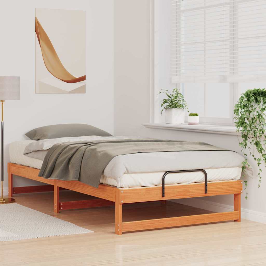 vidaXL Ramka łóżka Brązowy 100 x 210 cm Lite drewno sosnowe