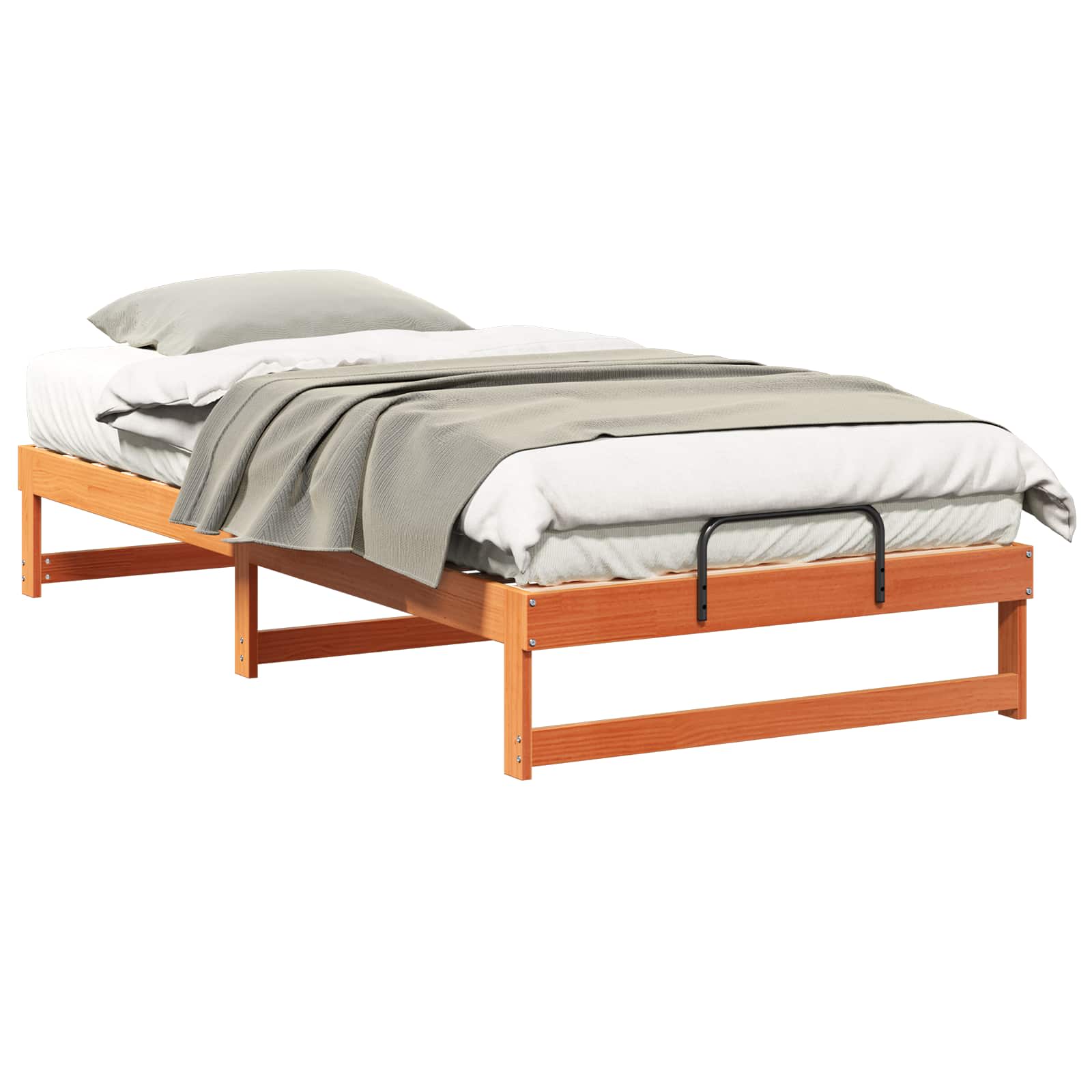 vidaXL Ramka łóżka Brązowy 100 x 210 cm Lite drewno sosnowe