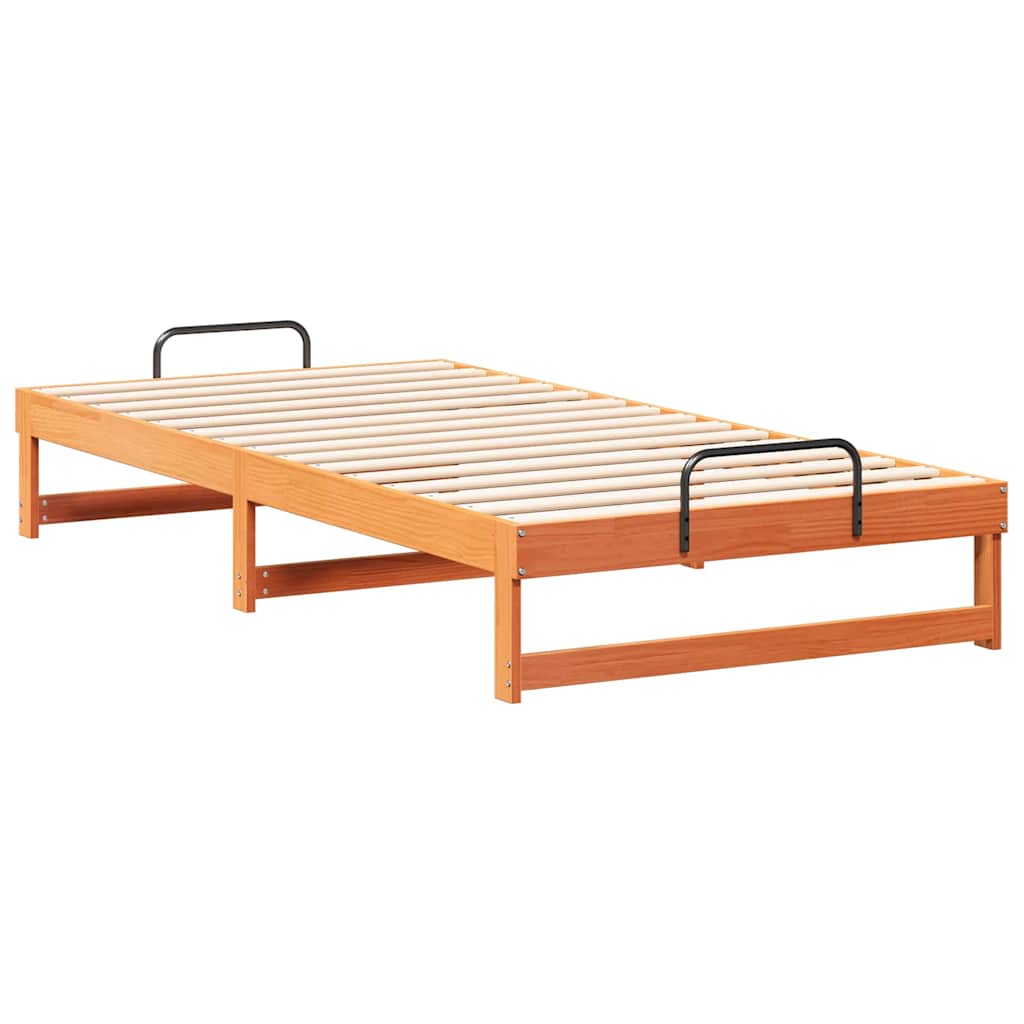 vidaXL Ramka łóżka Brązowy 100 x 210 cm Lite drewno sosnowe