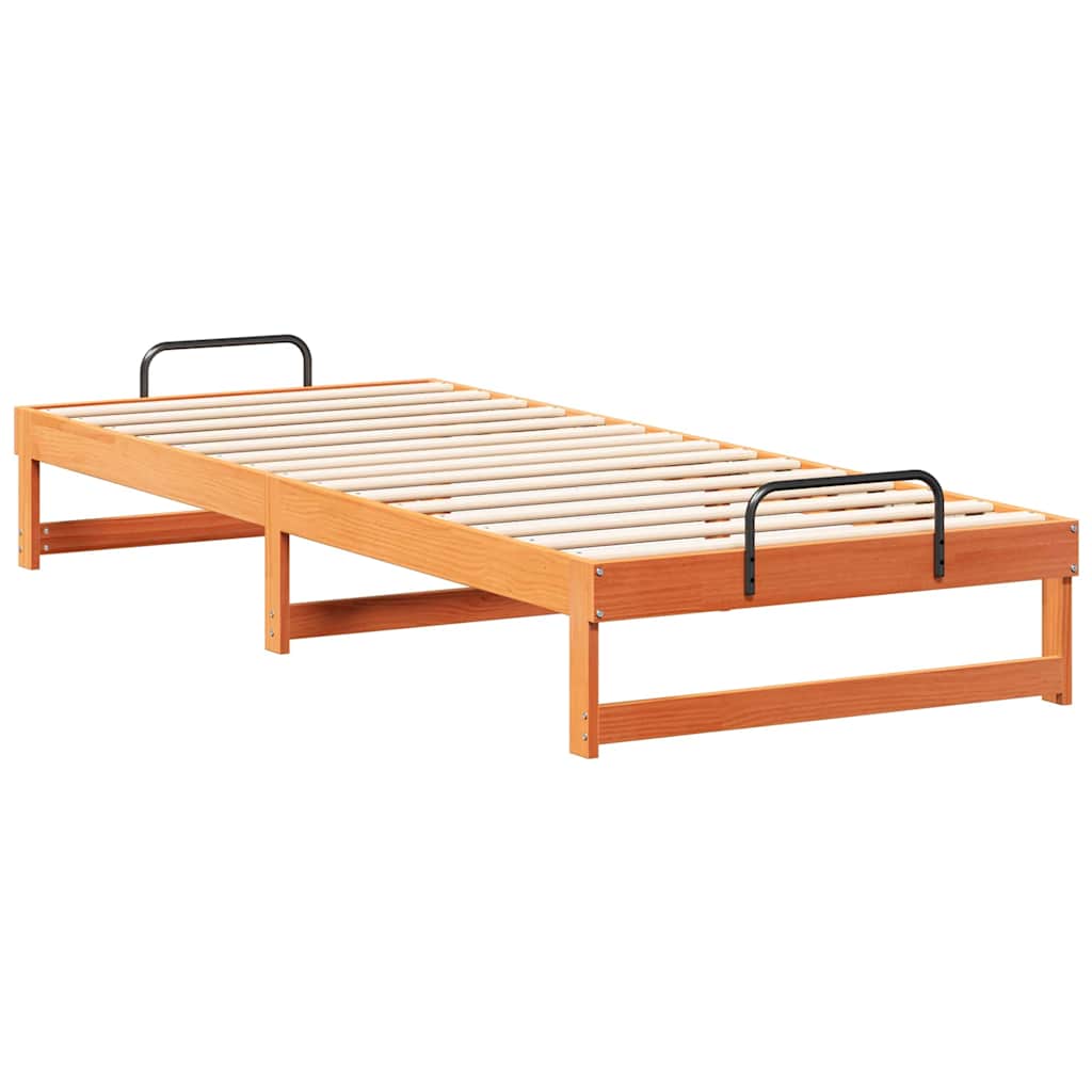 vidaXL Ramka łóżka Brązowy 80 x 220 cm Lite drewno sosnowe