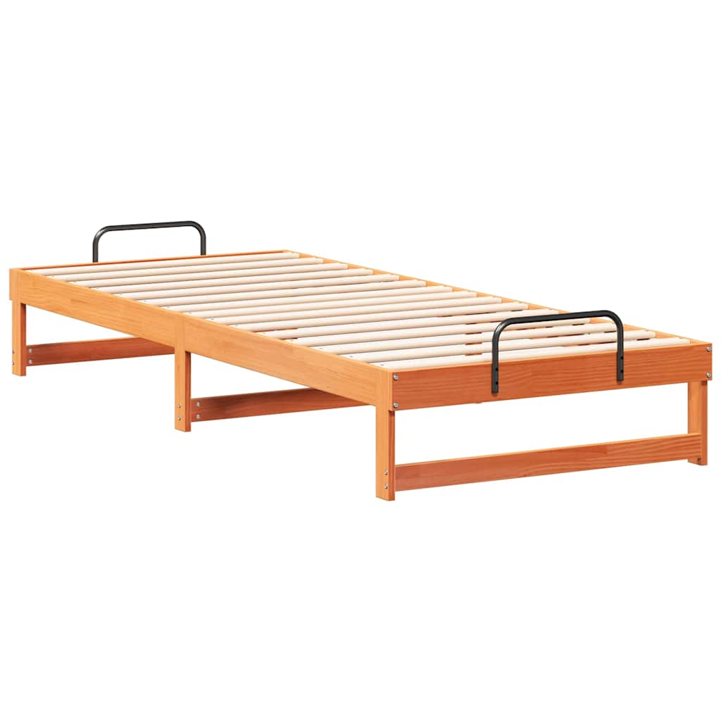 vidaXL Ramka łóżka Brązowy 80 x 220 cm Lite drewno sosnowe