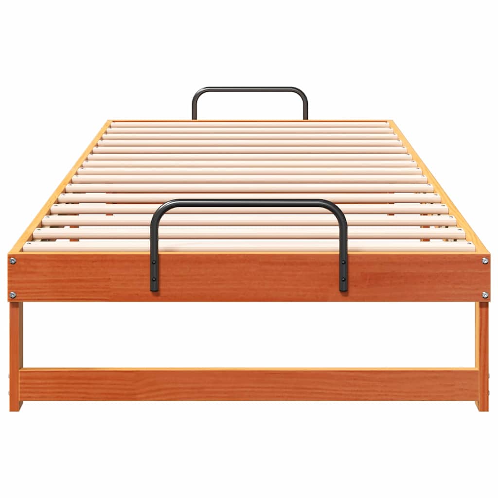 vidaXL Ramka łóżka Brązowy 80 x 220 cm Lite drewno sosnowe