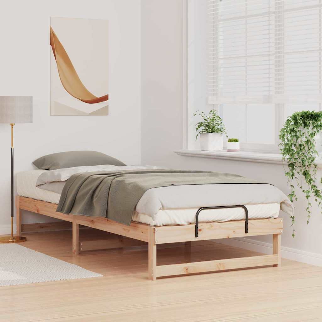vidaXL Ramka łóżka Brązowy 90 x 220 cm Lite drewno sosnowe