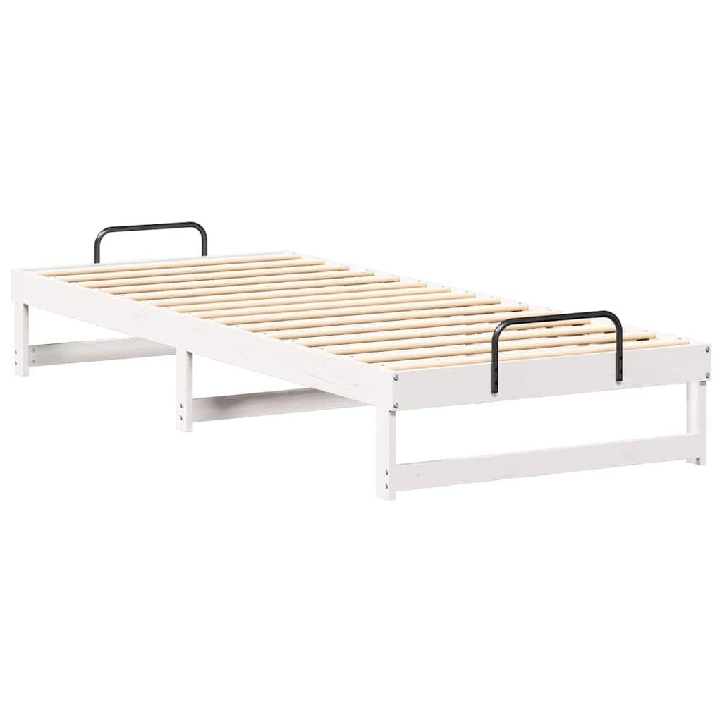 vidaXL Ramka łóżka Biały 90 x 220 cm Lite drewno sosnowe