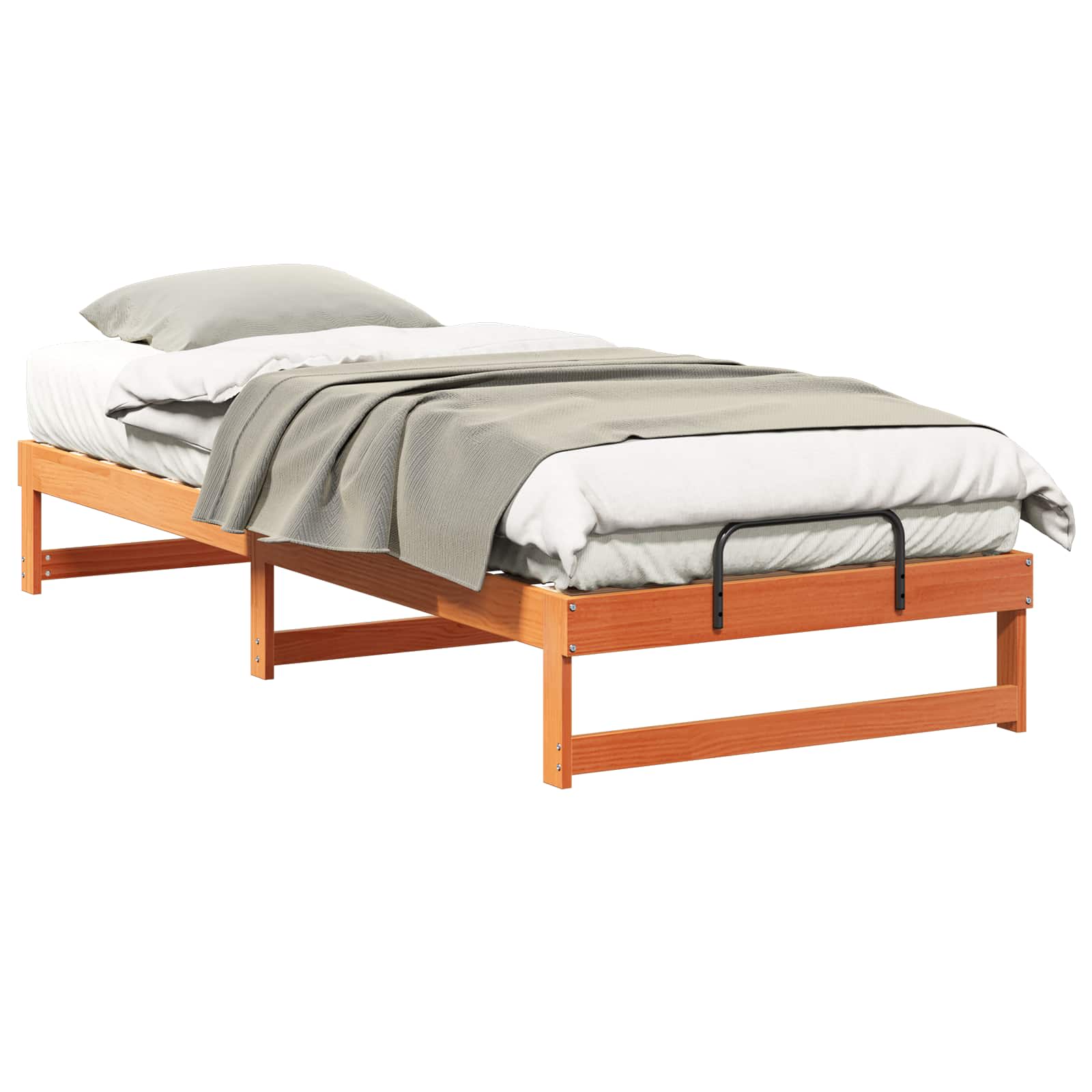 vidaXL Ramka łóżka Brązowy 90 x 220 cm Lite drewno sosnowe