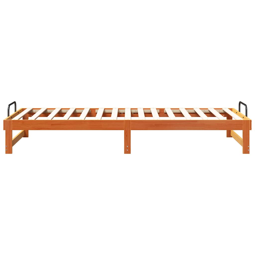 vidaXL Ramka łóżka Brązowy 90 x 220 cm Lite drewno sosnowe