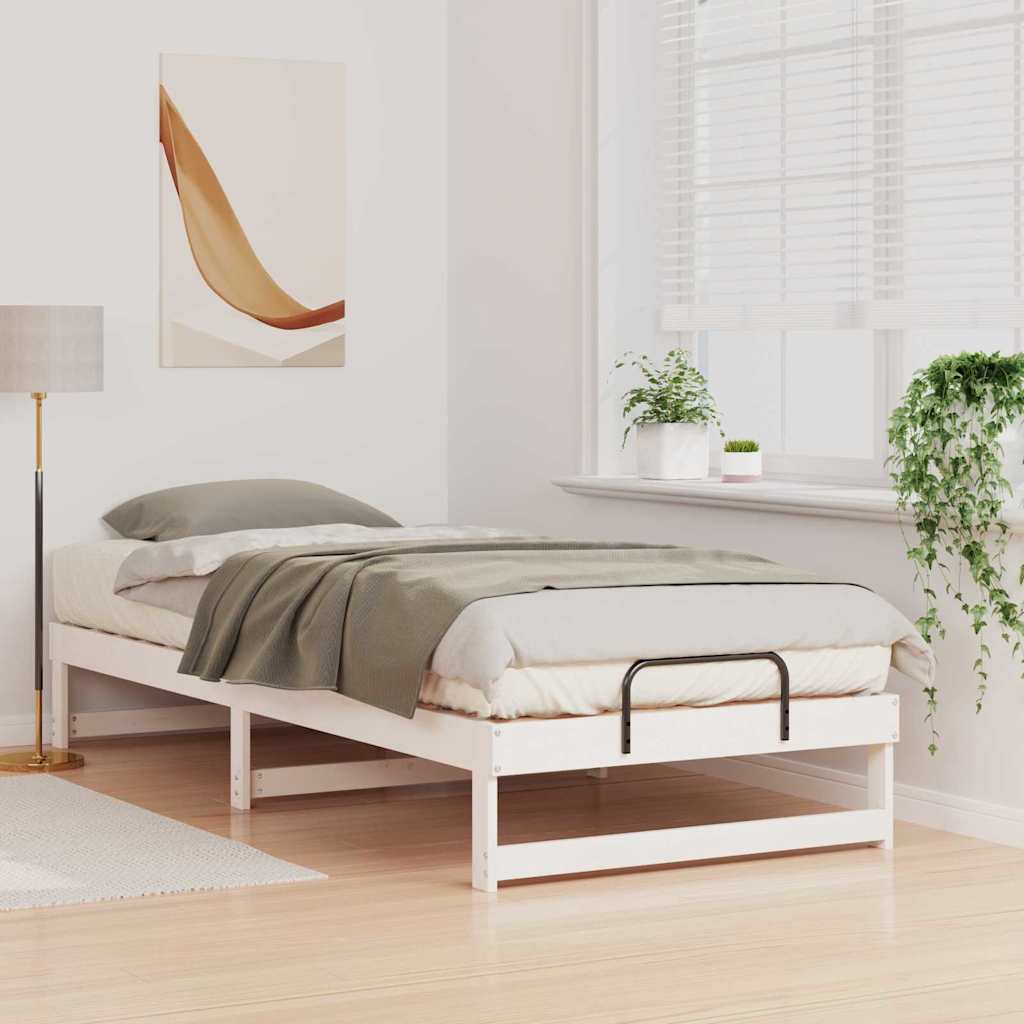 vidaXL Ramka łóżka Biały 100 x 220 cm Lite drewno sosnowe