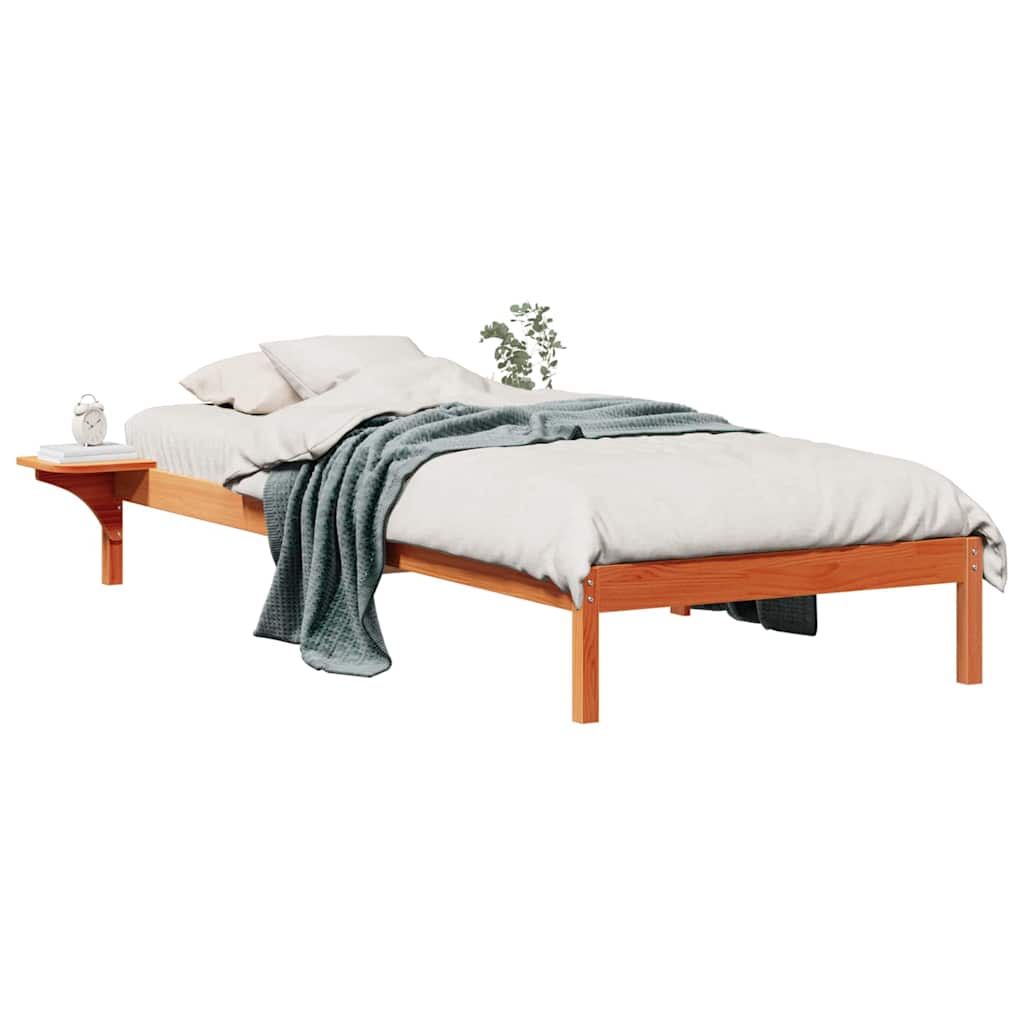 vidaXL Łóżko z bocznymi stolikami Woskowy Brąz 80 x 210 cm