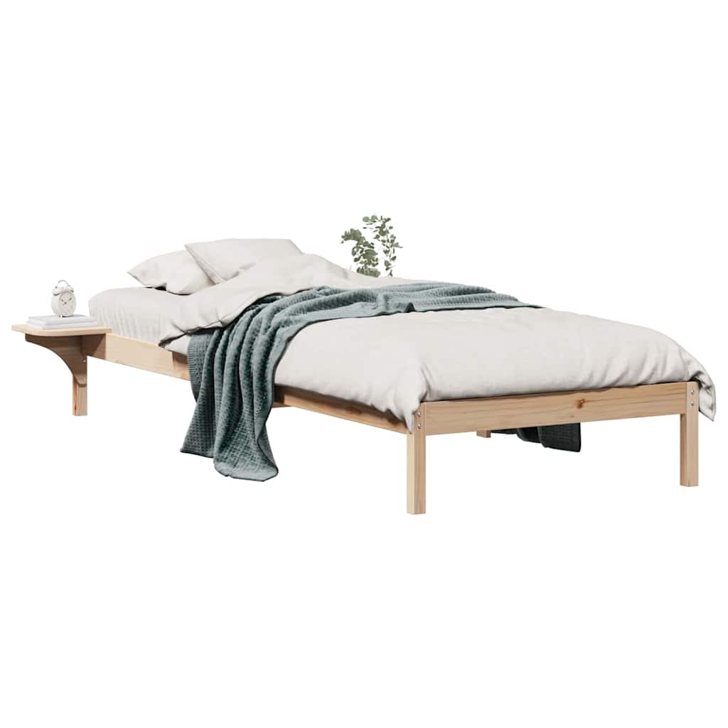 vidaXL Łóżko z bocznymi stolikami Naturalny 100 x 210 cm