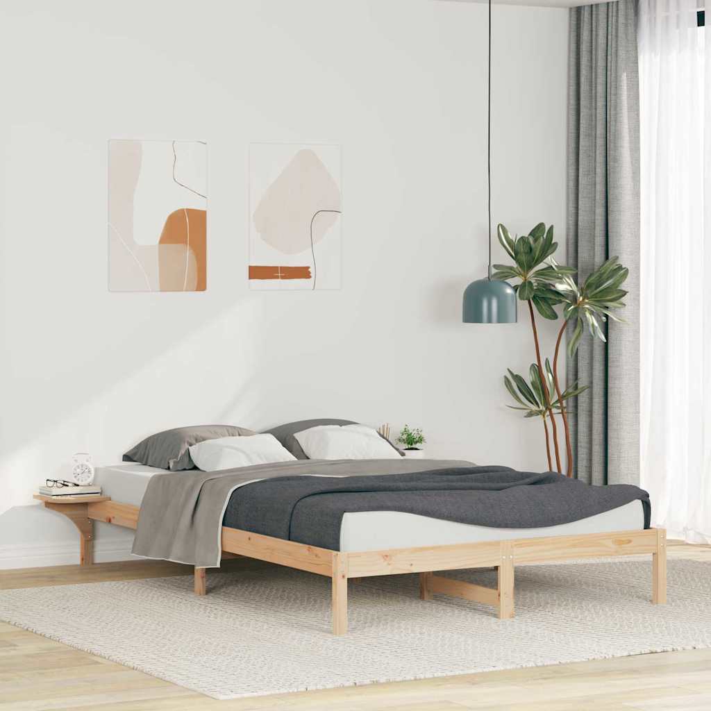vidaXL Łóżko z bocznymi stolikami Naturalny 140 x 210 cm