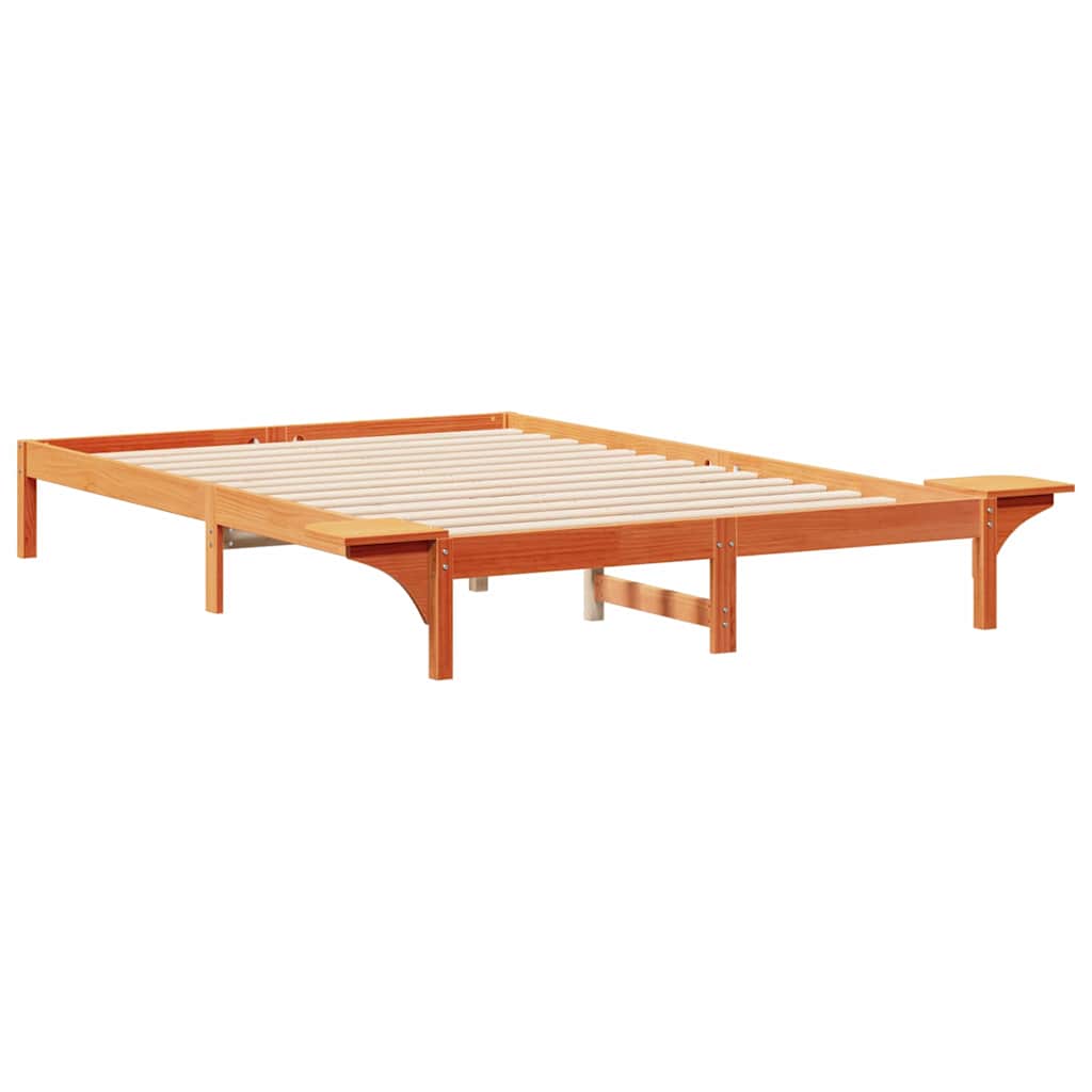 vidaXL Łóżko z bocznymi stolikami Woskowy Brąz 160 x 210 cm