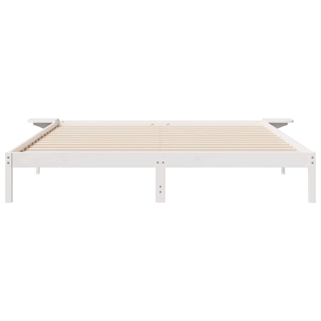 vidaXL Łóżko z bocznymi stolikami Biały 180 x 210 cm