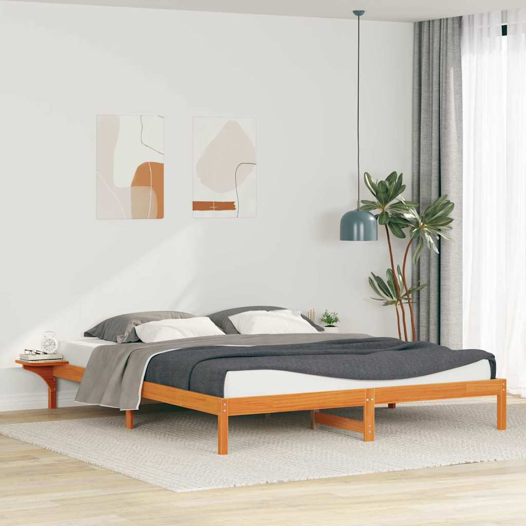 vidaXL Łóżko z bocznymi stolikami Woskowy Brąz 180 x 210 cm