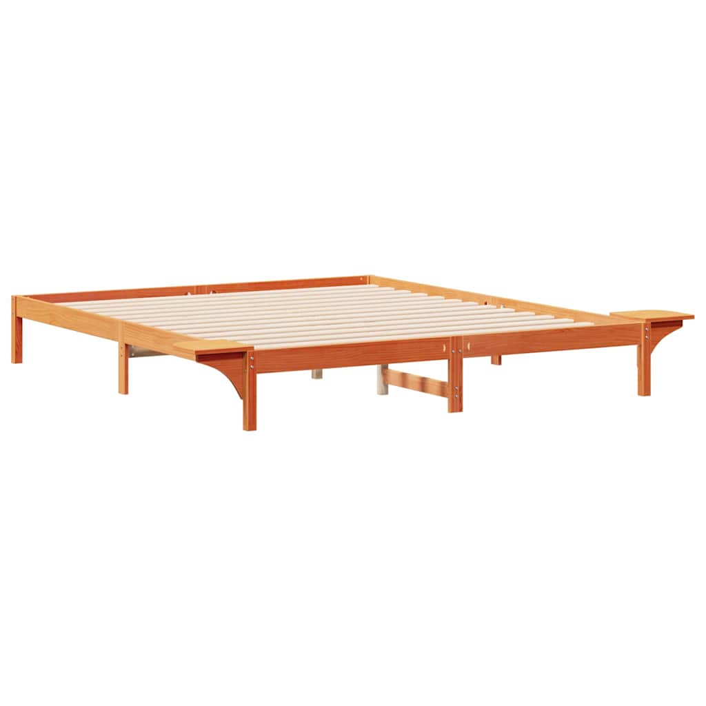 vidaXL Łóżko z bocznymi stolikami Woskowy Brąz 180 x 210 cm