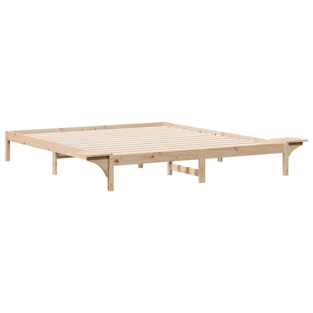 vidaXL Łóżko z bocznymi stolikami Naturalny 200 x 210 cm