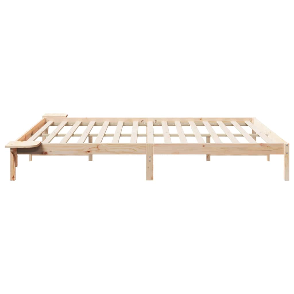 vidaXL Łóżko z bocznymi stolikami Naturalny 200 x 210 cm