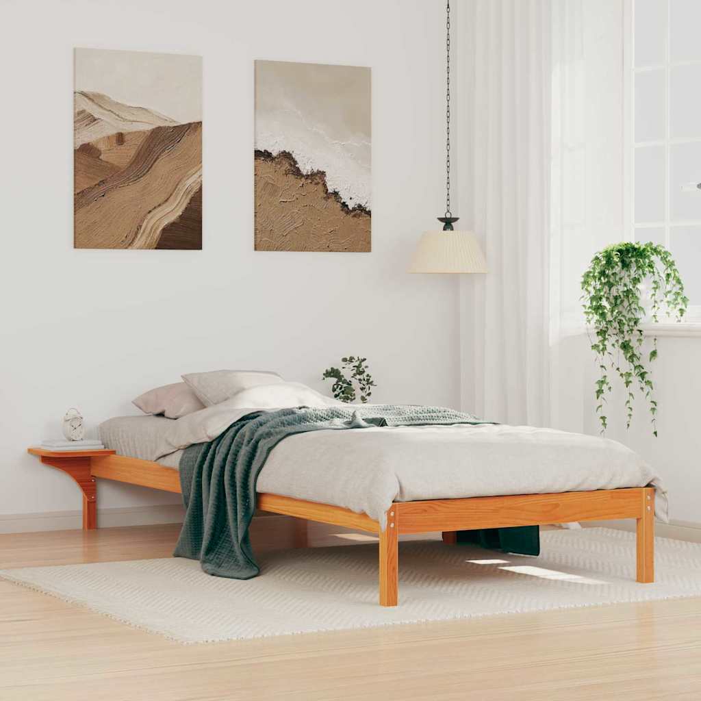 vidaXL Łóżko z bocznymi stolikami Woskowy Brąz 80 x 220 cm