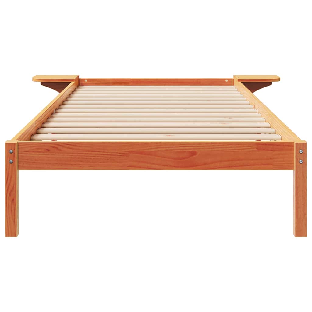 vidaXL Łóżko z bocznymi stolikami Woskowy Brąz 80 x 220 cm
