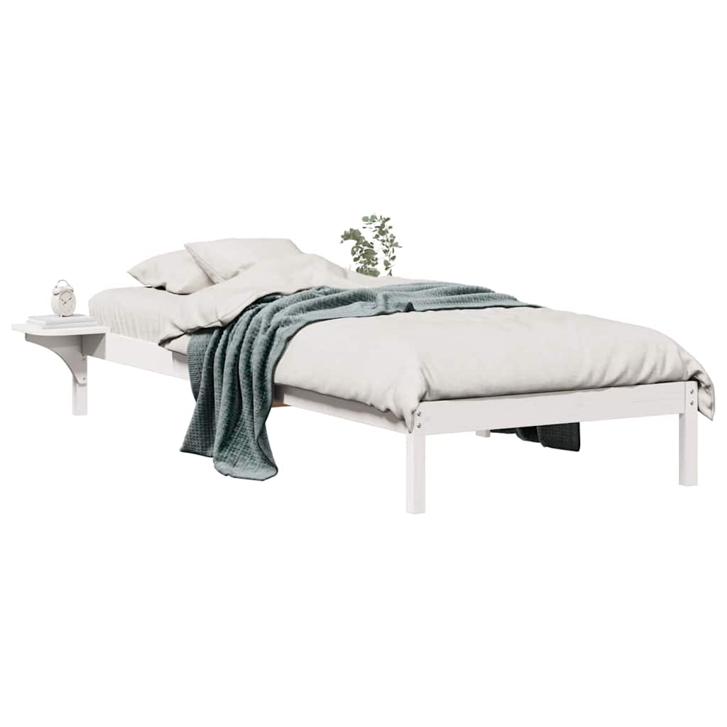 vidaXL Łóżko z bocznymi stolikami Biały 90 x 220 cm