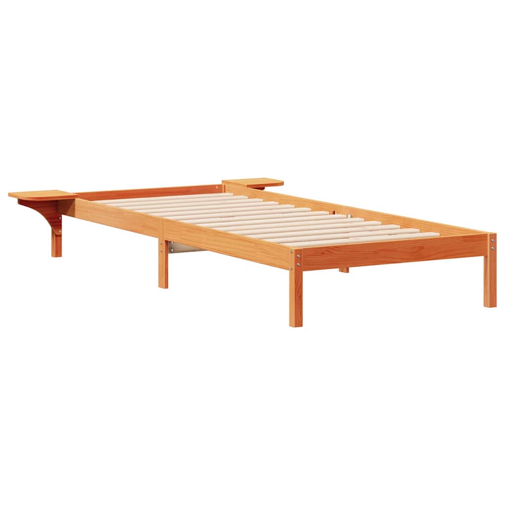 vidaXL Łóżko z bocznymi stolikami Woskowy Brąz 90 x 220 cm