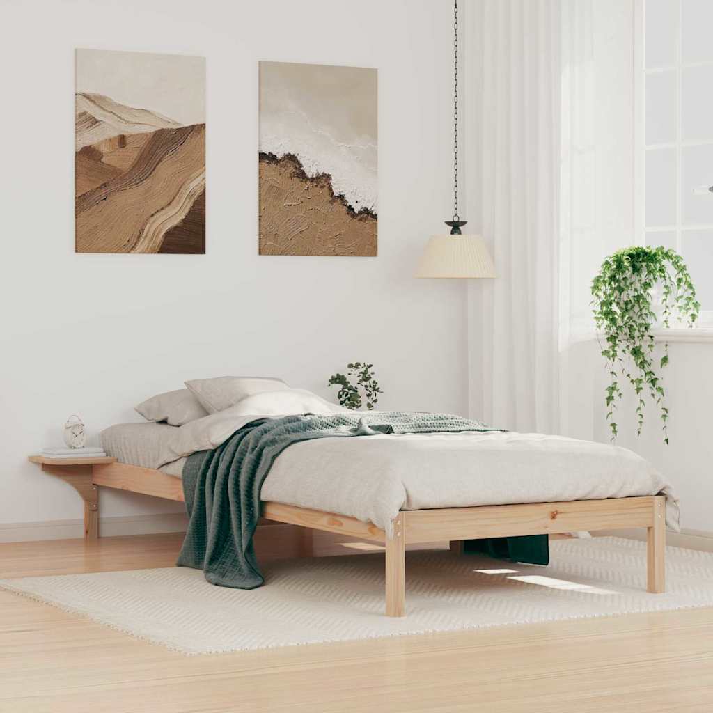 vidaXL Łóżko z bocznymi stolikami Naturalny 100 x 220 cm
