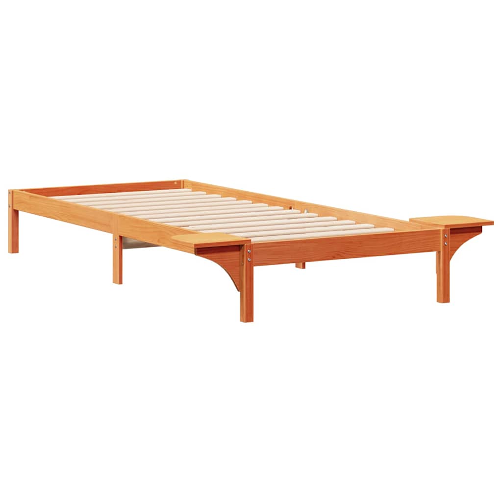 vidaXL Łóżko z bocznymi stolikami Woskowy Brąz 100 x 220 cm
