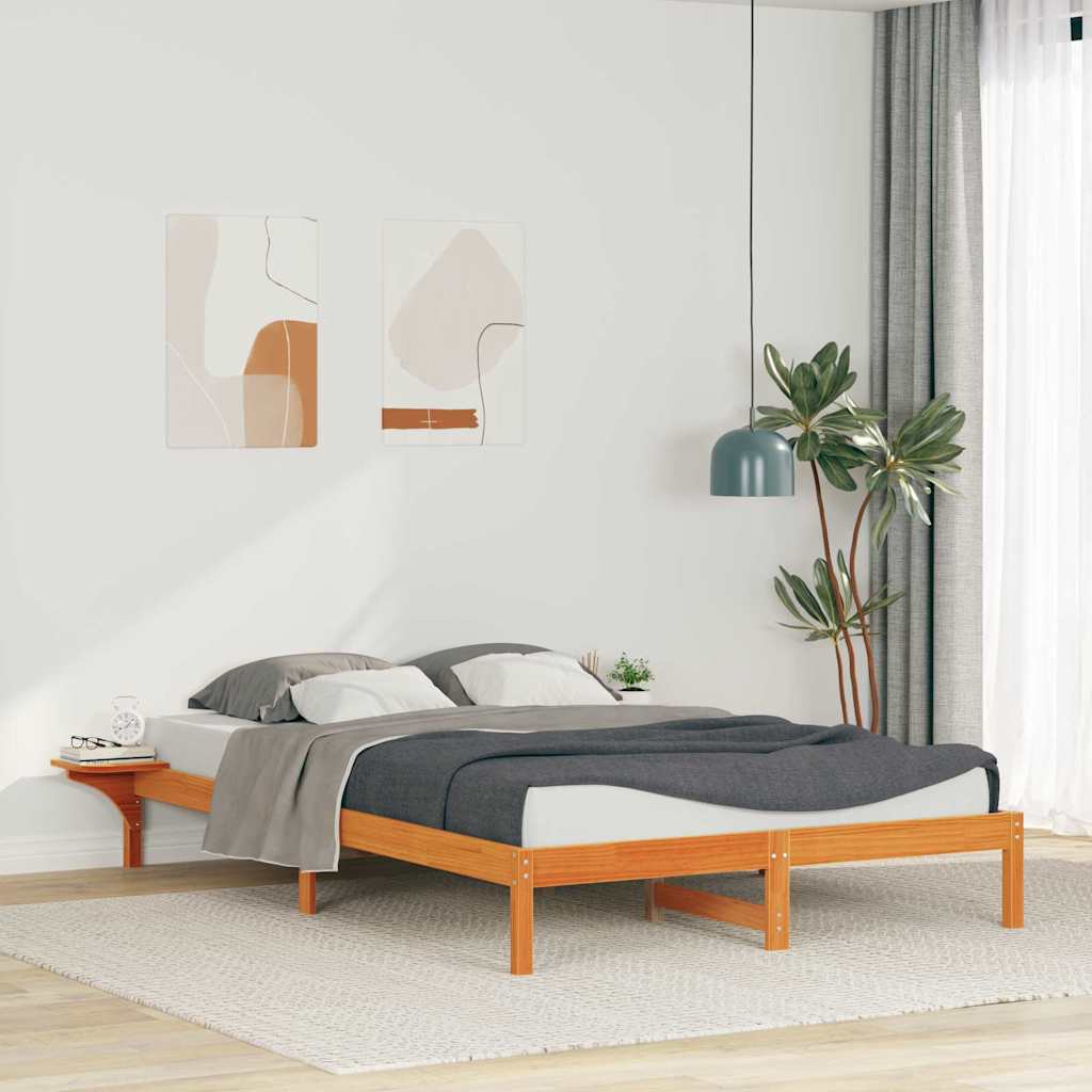vidaXL Łóżko z bocznymi stolikami Woskowy Brąz 140 x 220 cm