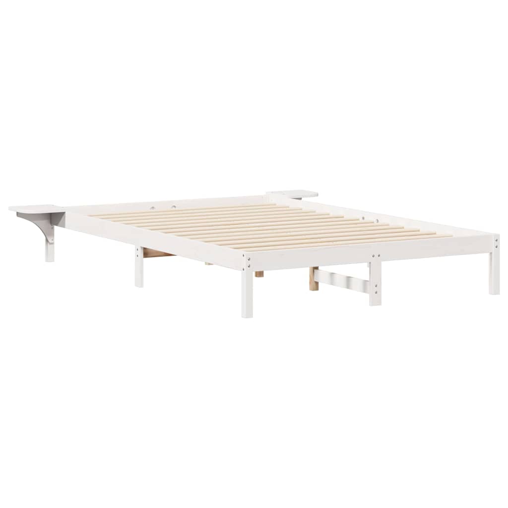 vidaXL Łóżko z bocznymi stolikami Biały 160 x 220 cm