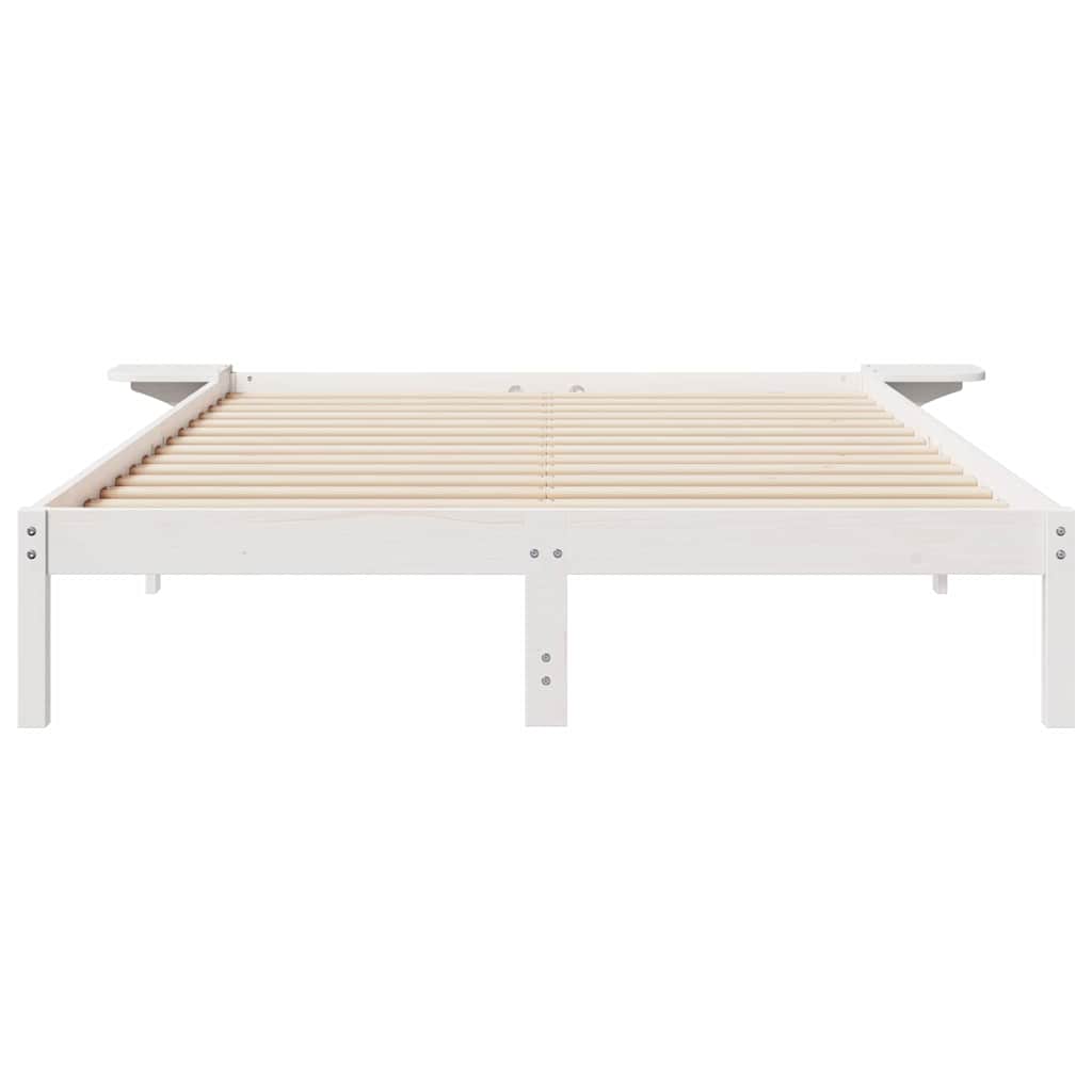 vidaXL Łóżko z bocznymi stolikami Biały 160 x 220 cm